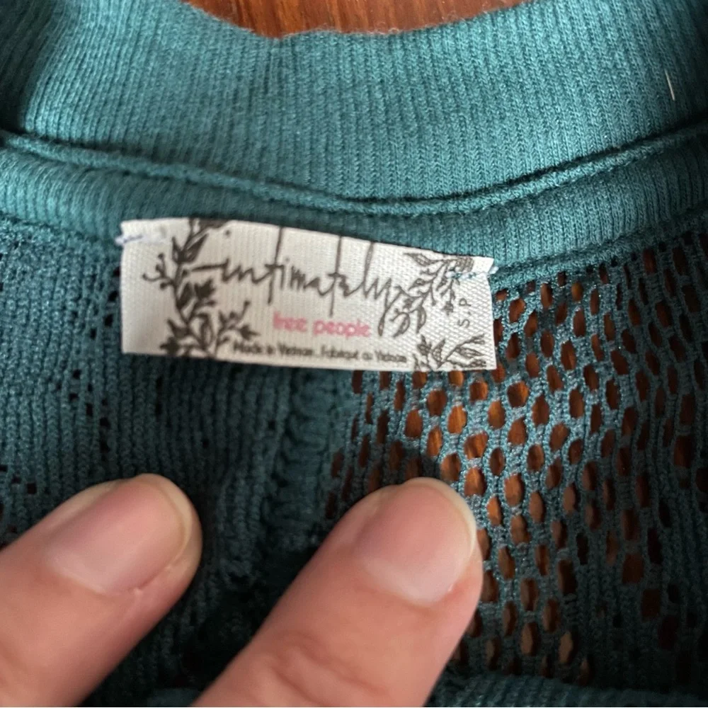 Intimately Free People Floral Mesh Layering Top Teal Sz Small